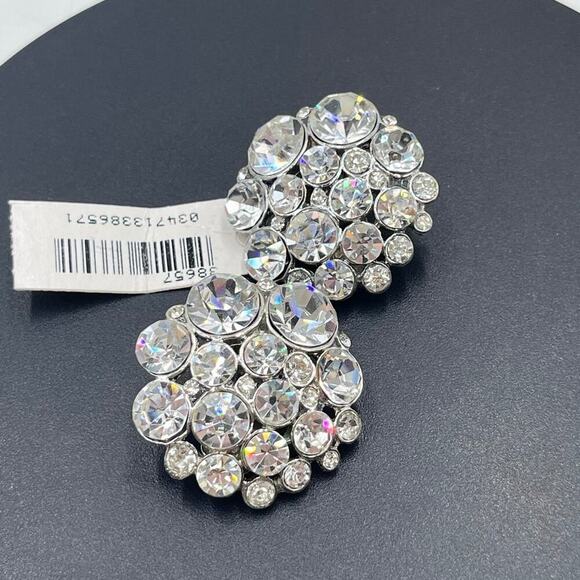 Monet Clear Rhinestone Cluster Domed Round Silver Tone Clip On Earrings new - Picture 1 of 11